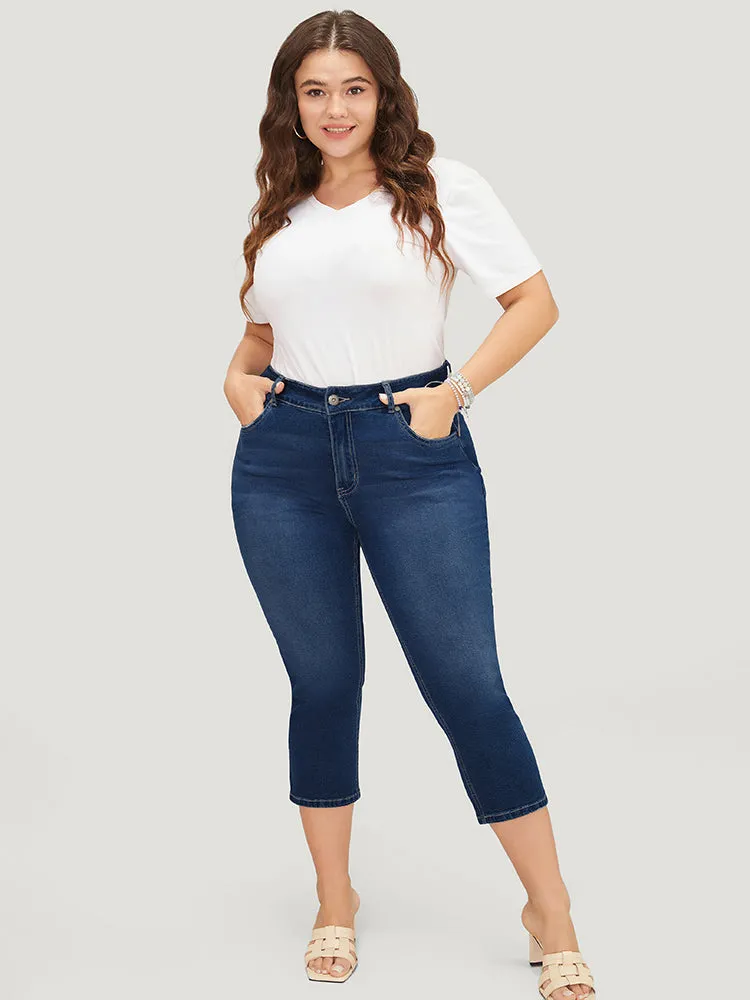 Skinny Very Stretchy High Rise Medium Wash Cropped Jeans sold by Bloomchic product image thumbnail 3