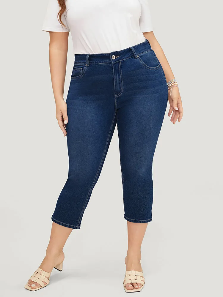 Skinny Very Stretchy High Rise Medium Wash Cropped Jeans sold by Bloomchic product image thumbnail 2