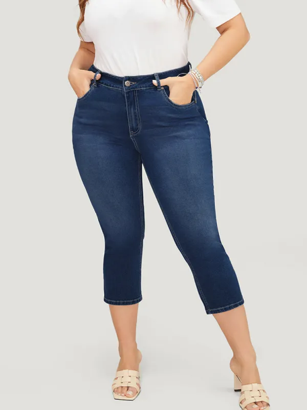Skinny Very Stretchy High Rise Medium Wash Cropped Jeans sold by Bloomchic