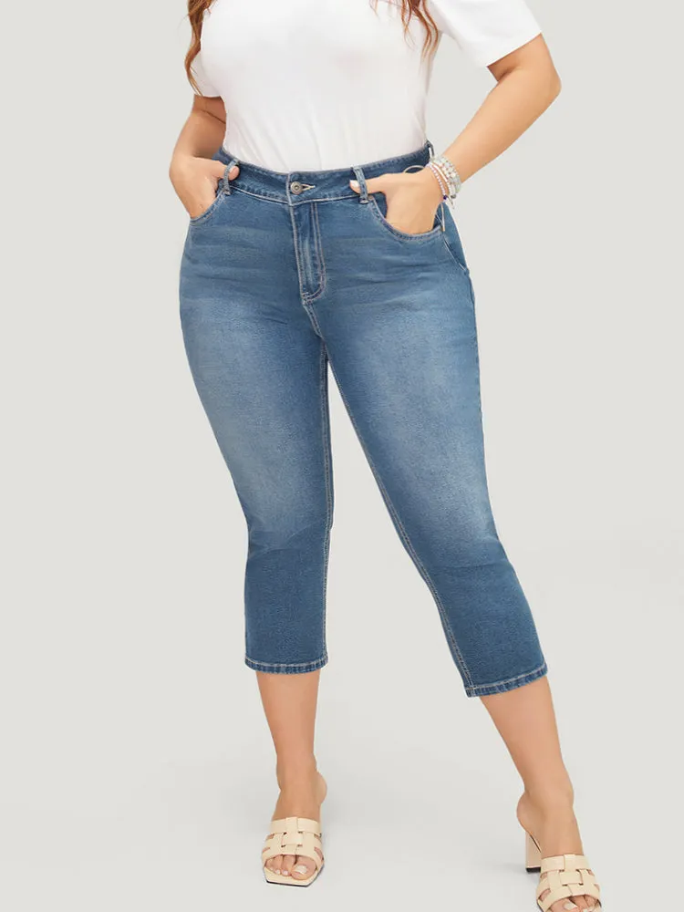 Skinny Very Stretchy High Rise Medium Wash Cropped Jeans sold by Bloomchic product image thumbnail 5