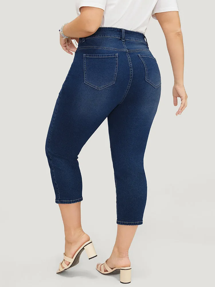 Skinny Very Stretchy High Rise Medium Wash Cropped Jeans sold by Bloomchic product image thumbnail 4