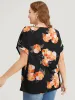 Floral Printed Roll Tab Sleeve Blouse sold by Bloomchic