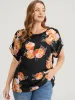 Floral Printed Roll Tab Sleeve Blouse sold by Bloomchic