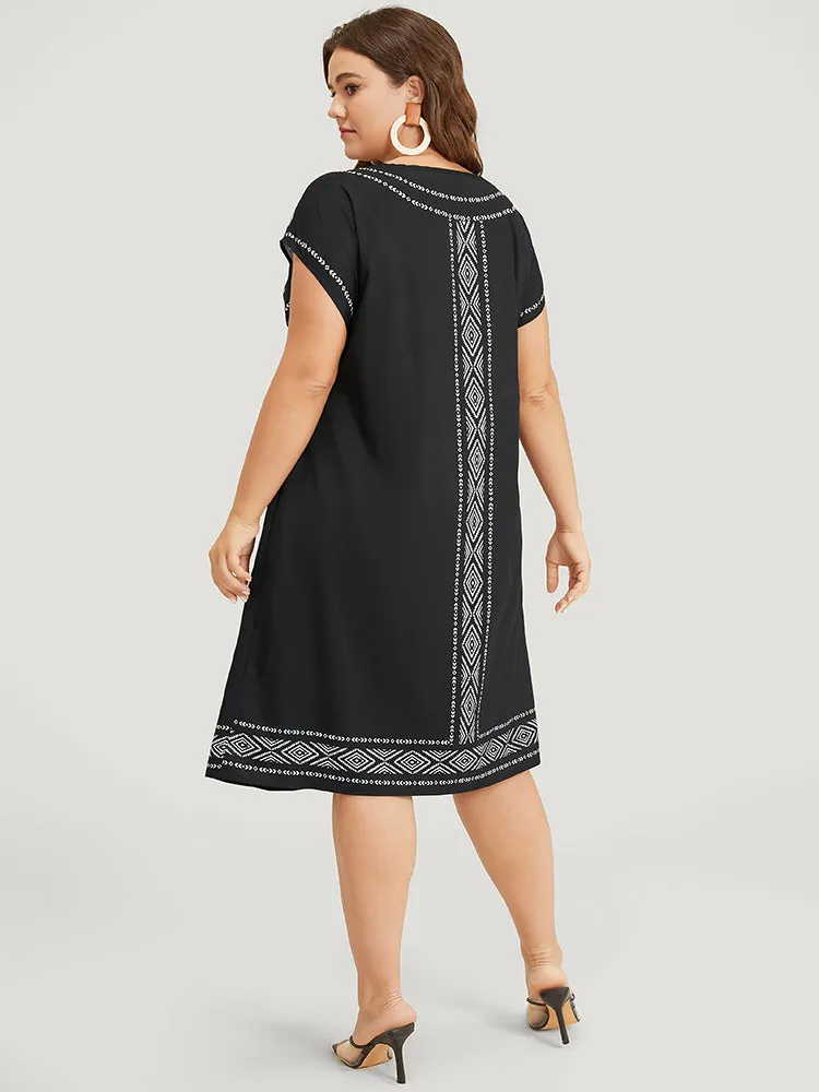 Bandana Pocket Round Neck Batwing Sleeve Dress sold by Bloomchic product image thumbnail 4