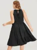 Solid Knot Halter Pocket Belted Ruffles Tiered Hem Dress sold by Bloomchic