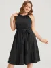 Solid Knot Halter Pocket Belted Ruffles Tiered Hem Dress sold by Bloomchic