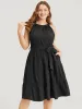 Solid Knot Halter Pocket Belted Ruffles Tiered Hem Dress sold by Bloomchic