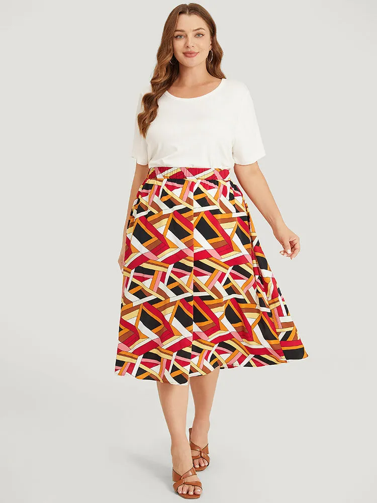Geometric Contrast Pocket Flutter Skirt sold by Bloomchic product image thumbnail 4
