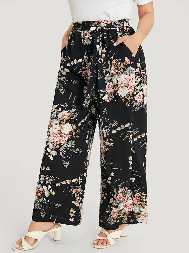 Floral Pocket High Rise Wide Leg Belt Pants sold by Bloomchic product image thumbnail 3