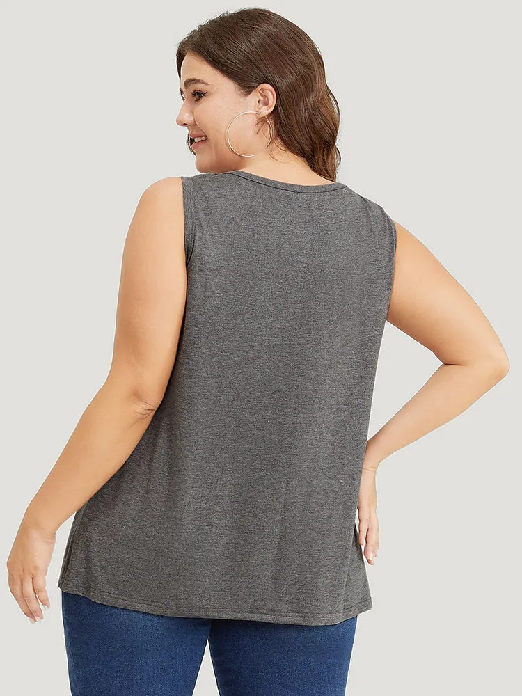 Letter & Coconut Tree Print Crew Neck Graphic Tank Top sold by Bloomchic product image thumbnail 4