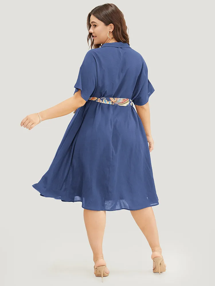Solid Dolman Sleeve Pocket Floral Belted Flutter Dress sold by Bloomchic product image thumbnail 2