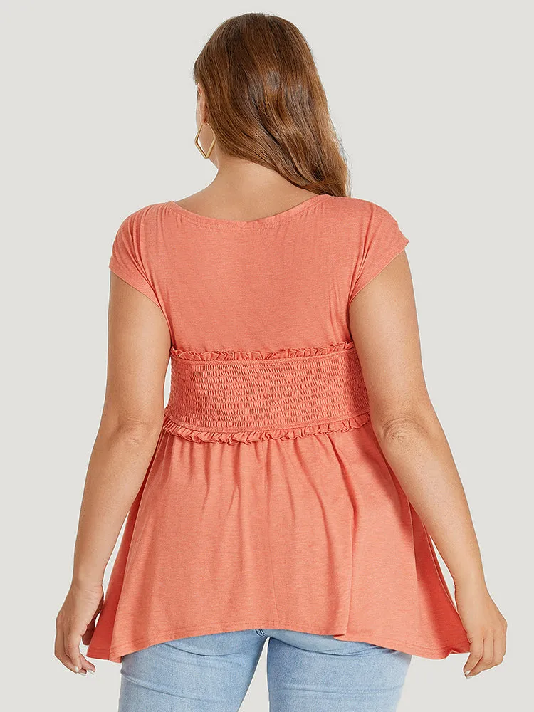 Plain Frill Trim Crossover Shirred Ruffles Sleeveless T-shirt sold by Bloomchic product image thumbnail 5