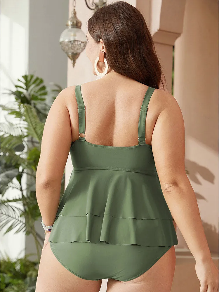 Sculpt Waist Flutter Tiered Hem One Piece Swimsuit sold by Bloomchic product image thumbnail 2