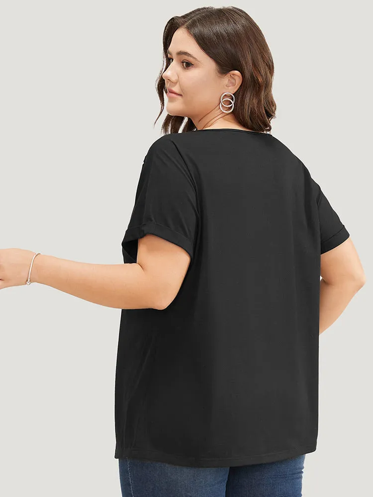 Solid Roll Batwing Sleeve Laser Cut T-shirt sold by Bloomchic product image thumbnail 4