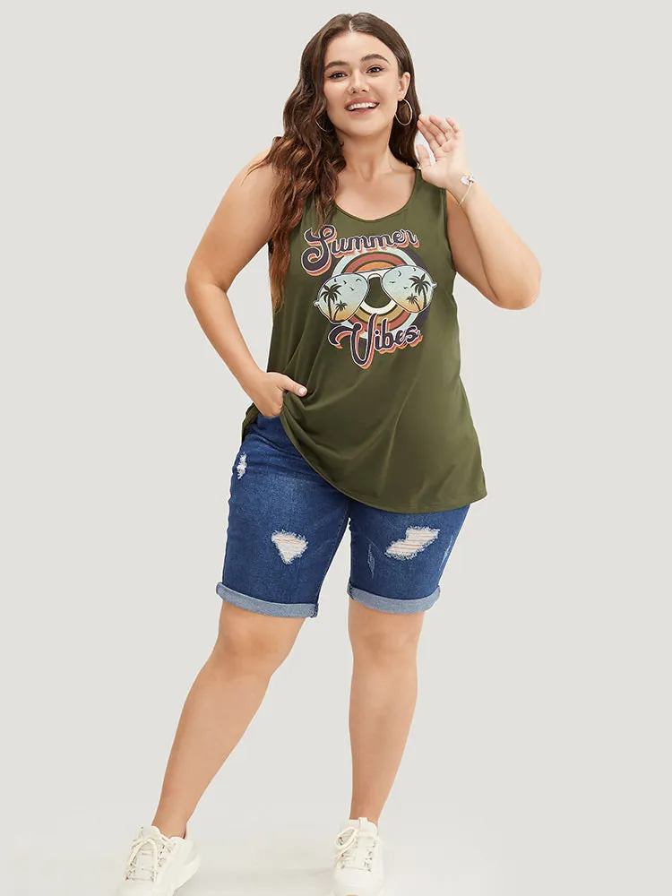 Letter & Graphic Print Round Neck Tank Top sold by Bloomchic product image thumbnail 4