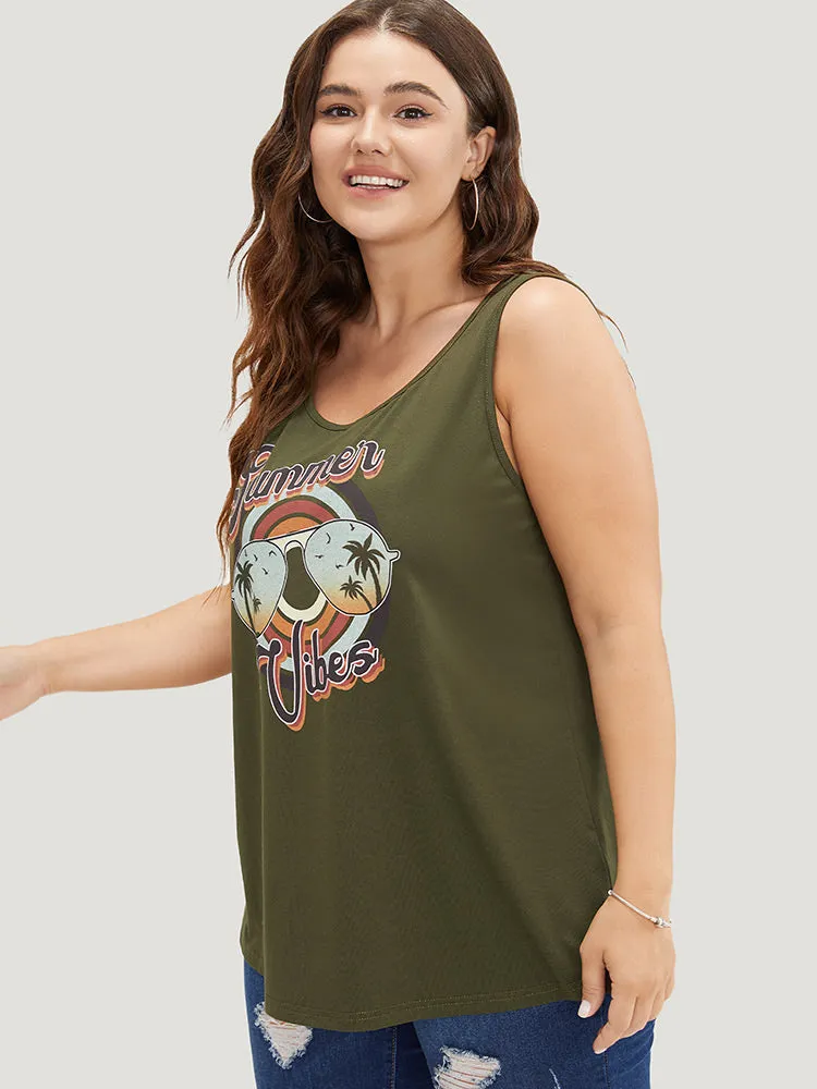 Letter & Graphic Print Round Neck Tank Top sold by Bloomchic product image thumbnail 3