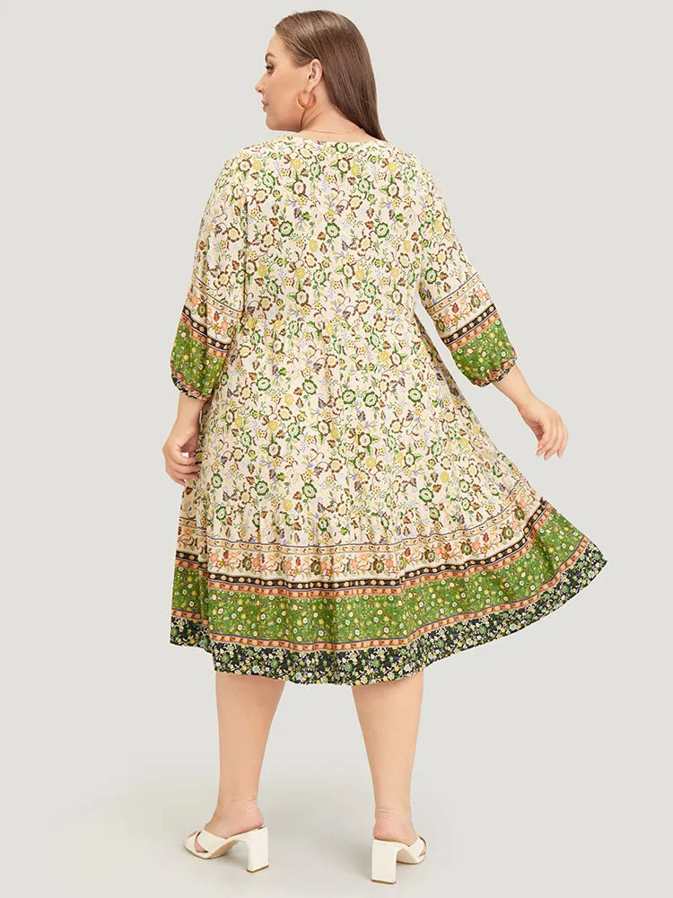 Bandana Tassels Ties Neck Pocket Ruffle Hem Dress sold by Bloomchic product image thumbnail 5