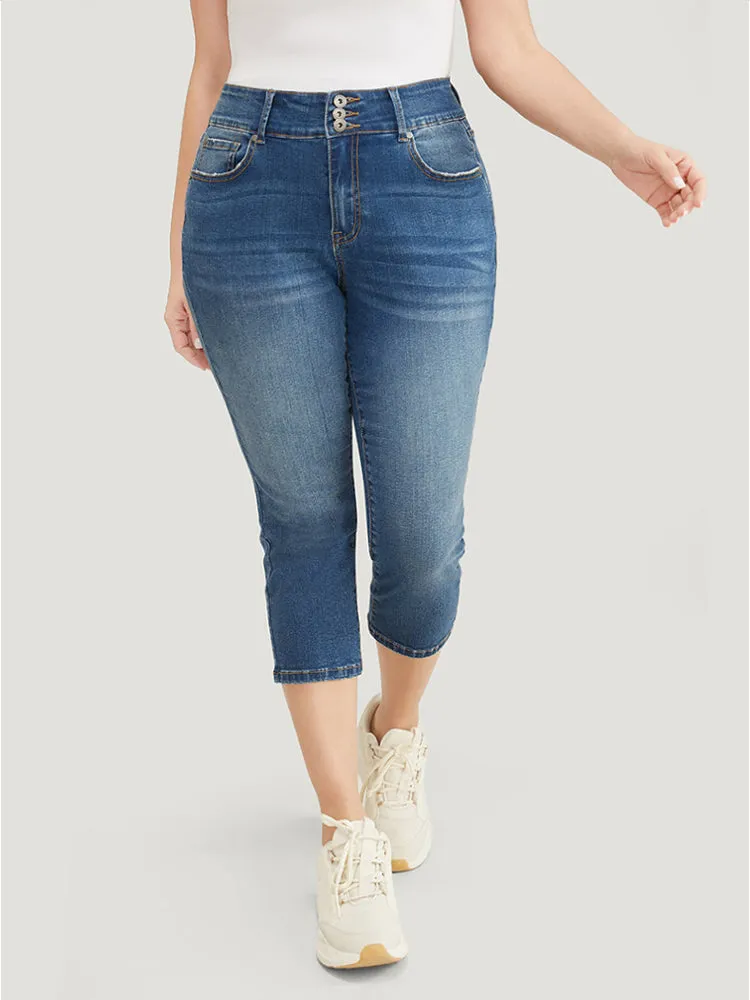 Very Stretchy High Rise Medium Wash Cropped Jeans sold by Bloomchic