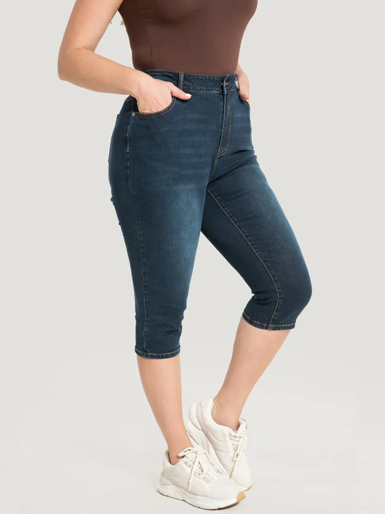 Very Stretchy Dark Wash Pocket Knee Denim Shorts sold by Bloomchic product image thumbnail 4