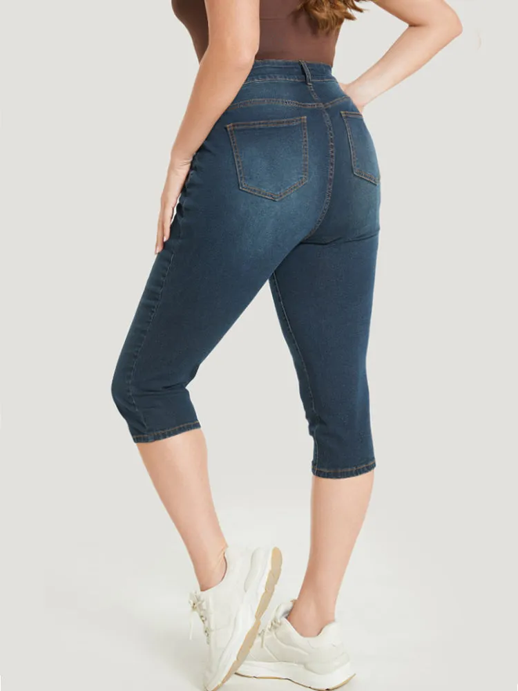 Very Stretchy Dark Wash Pocket Knee Denim Shorts sold by Bloomchic product image thumbnail 5