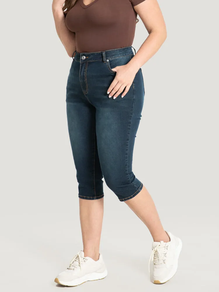 Very Stretchy Dark Wash Pocket Knee Denim Shorts sold by Bloomchic product image thumbnail 2