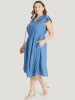 Plain Pocket Ruffle Tie Neck Cap Sleeve Broderie Anglaise Dress sold by Bloomchic