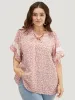 Ditsy Floral Frill Trim Lace Ruffle Sleeve Tie Neck Blouse sold by Bloomchic