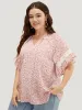 Ditsy Floral Frill Trim Lace Ruffle Sleeve Tie Neck Blouse sold by Bloomchic