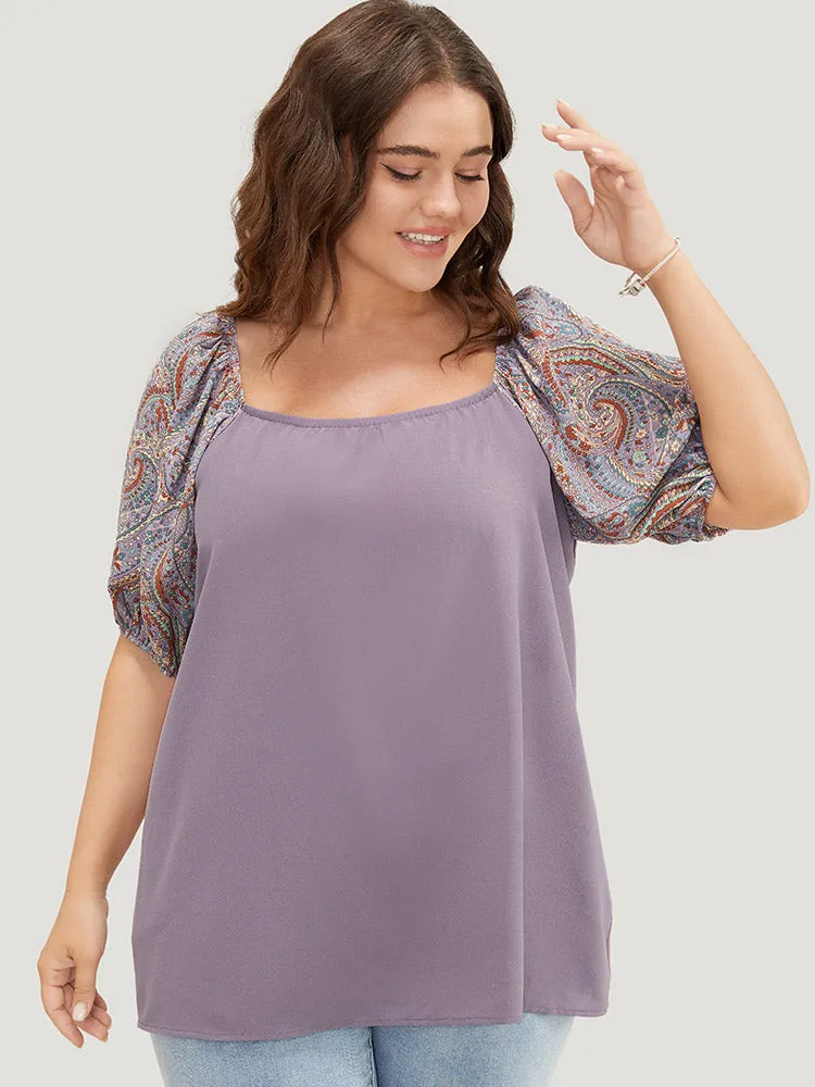 Paisley Print Puff Sleeve Blouse sold by Bloomchic product image thumbnail 3