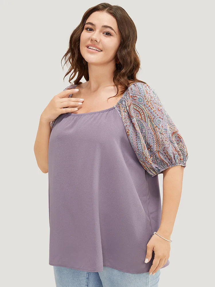 Paisley Print Puff Sleeve Blouse sold by Bloomchic product image thumbnail 4