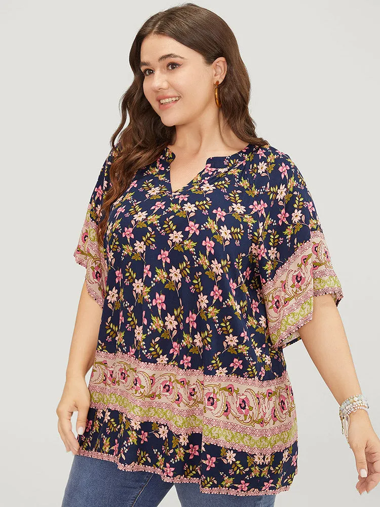 Bandana Print Notched Ruffle Sleeve Blouse sold by Bloomchic product image thumbnail 4