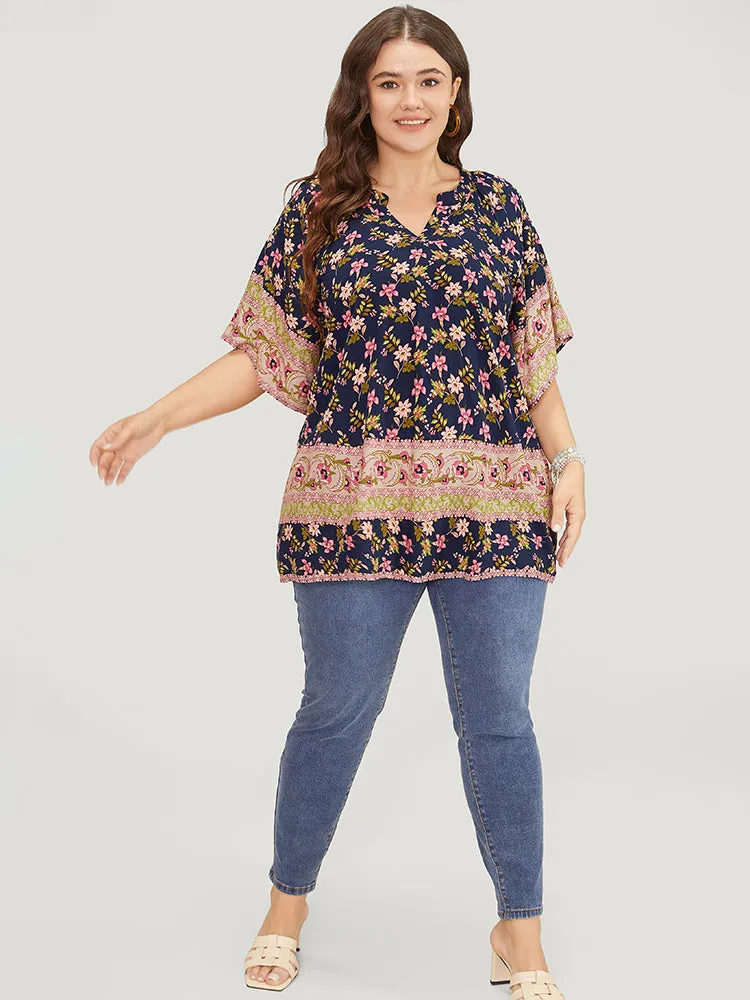 Bandana Print Notched Ruffle Sleeve Blouse sold by Bloomchic product image thumbnail 5