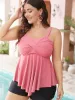 Solid A Line Crossover Asymmetrical Hem Tankini Top sold by Bloomchic