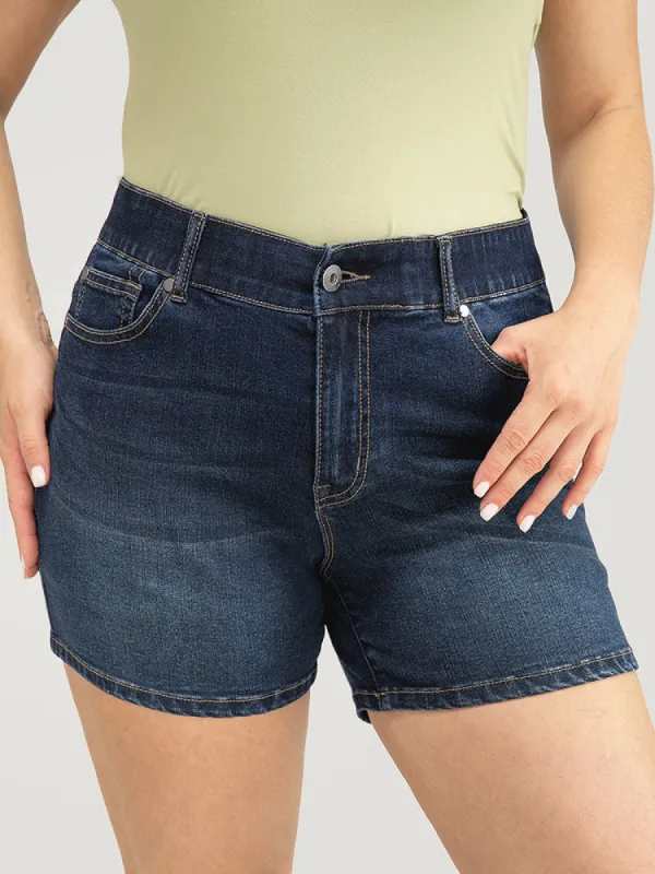 Very Stretchy High Rise Slant Pocket Denim Shorts sold by Bloomchic