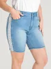 Very Stretchy High Rise Light Wash Contrast Lace Denim Shorts sold by Bloomchic