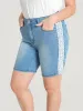 Very Stretchy High Rise Light Wash Contrast Lace Denim Shorts sold by Bloomchic