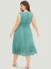 Plain Pocket Wrap Belted Laser Cut Flutter Tank Dress sold by Bloomchic