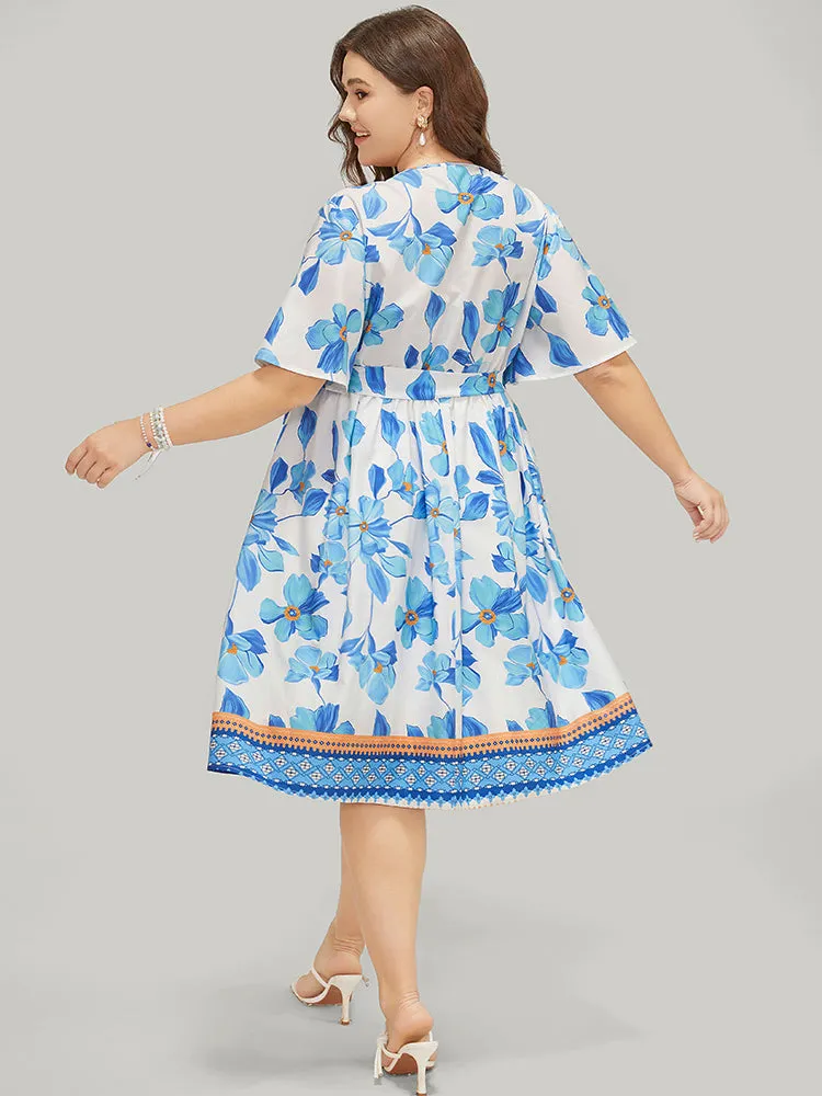 Bandana Print Ruffle Hem Belted Pocket Wrap Dress sold by Bloomchic product image thumbnail 2