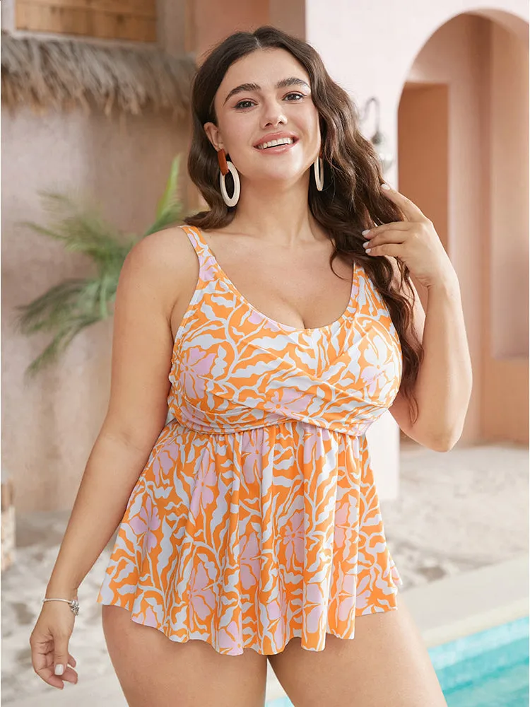 Floral Crossover Front Flutter Scoop Neck Tankini Top sold by Bloomchic product image thumbnail 4