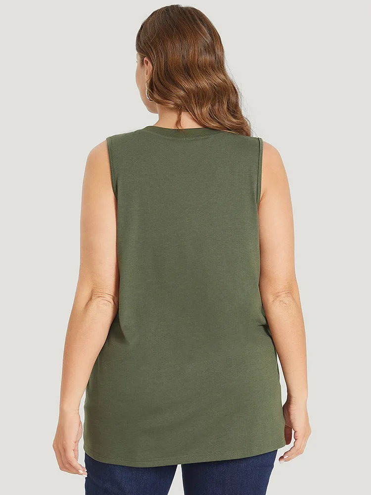 Rose & Letter Print Button Up Graphic Tank Top sold by Bloomchic product image thumbnail 4