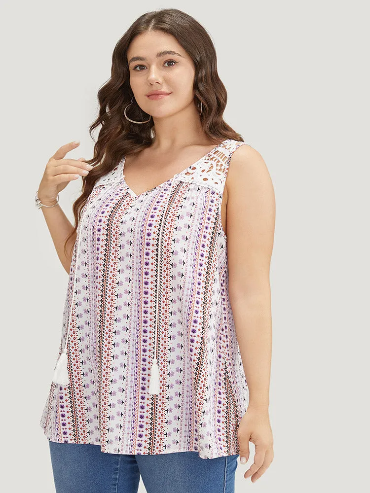 Bandana Print Tassels Lace Tank Top sold by Bloomchic product image thumbnail 5