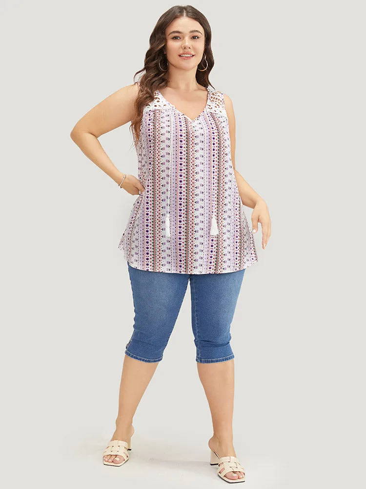 Bandana Print Tassels Lace Tank Top sold by Bloomchic product image thumbnail 4