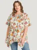 Floral Print Hanky Hem Blouse sold by Bloomchic