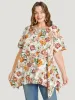 Floral Print Hanky Hem Blouse sold by Bloomchic