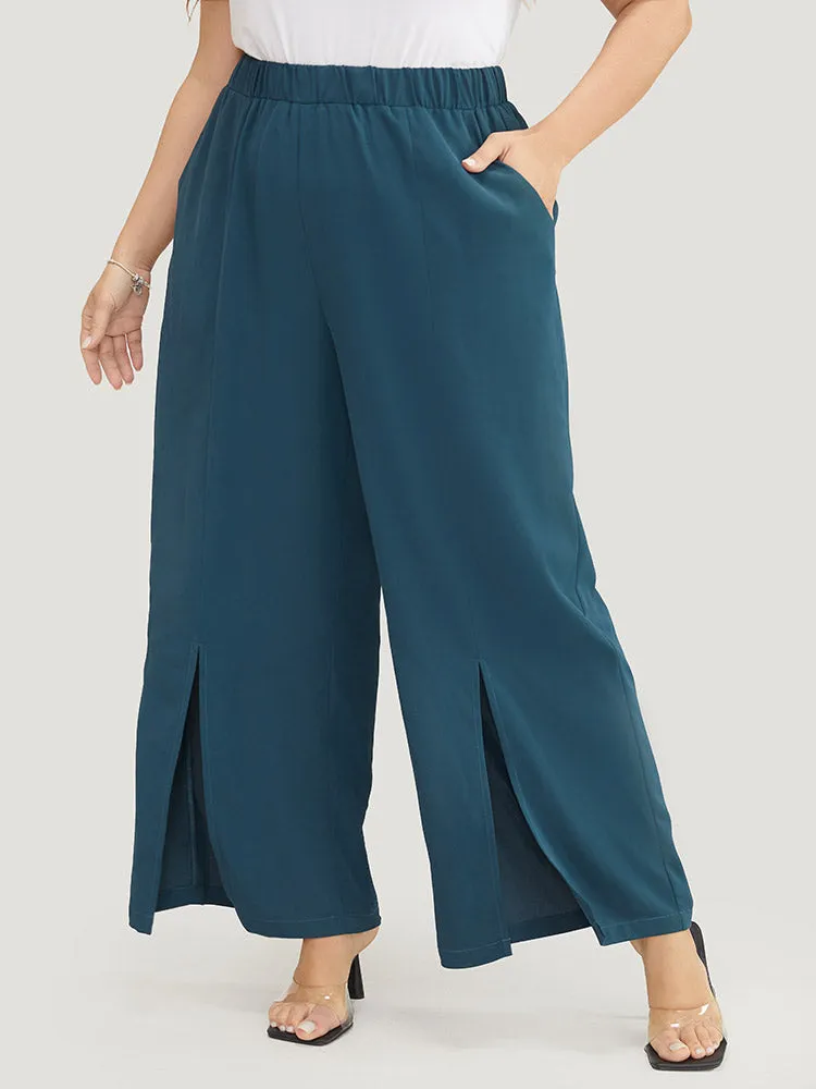 Split Hem Elastic Waist Pocket Pants sold by Bloomchic product image thumbnail 3
