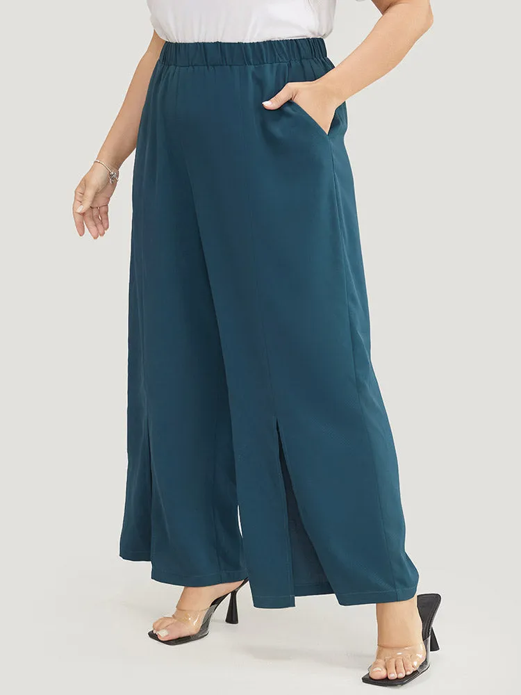 Split Hem Elastic Waist Pocket Pants sold by Bloomchic product image thumbnail 2