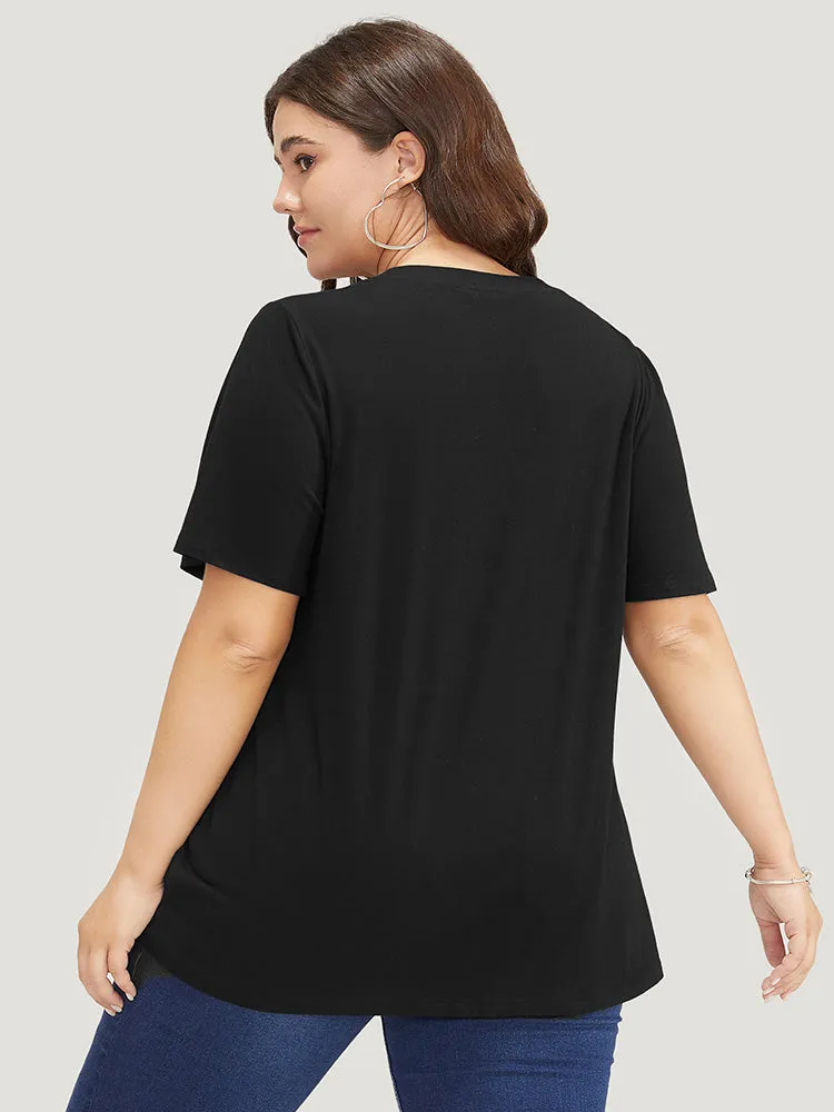 Figure & Letter Print Slightly Stretchy Zodiac T-shirt sold by Bloomchic product image thumbnail 2