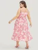 Floral Ruffle Hem Pocket Lace Mesh Insert Cami Dress sold by Bloomchic