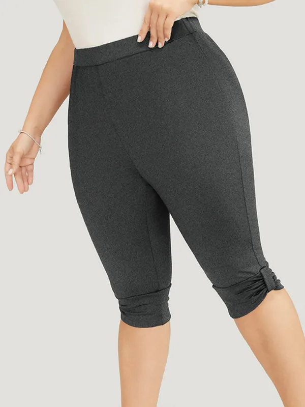 Skinny Ruched Detail Knee Leggings sold by Bloomchic