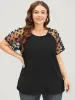 Plain Butterfly Appliques Mesh Raglan Sleeve Blouse sold by Bloomchic